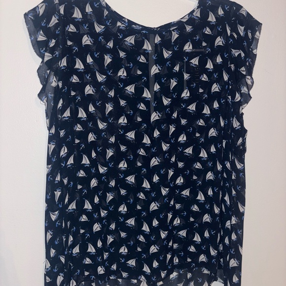 Ralph Lauren Tops - Ralph Lauren Dark Blue Sailboat Pattern Blouse